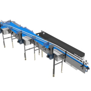 Front View of Pressureless Single Filer Conveyor